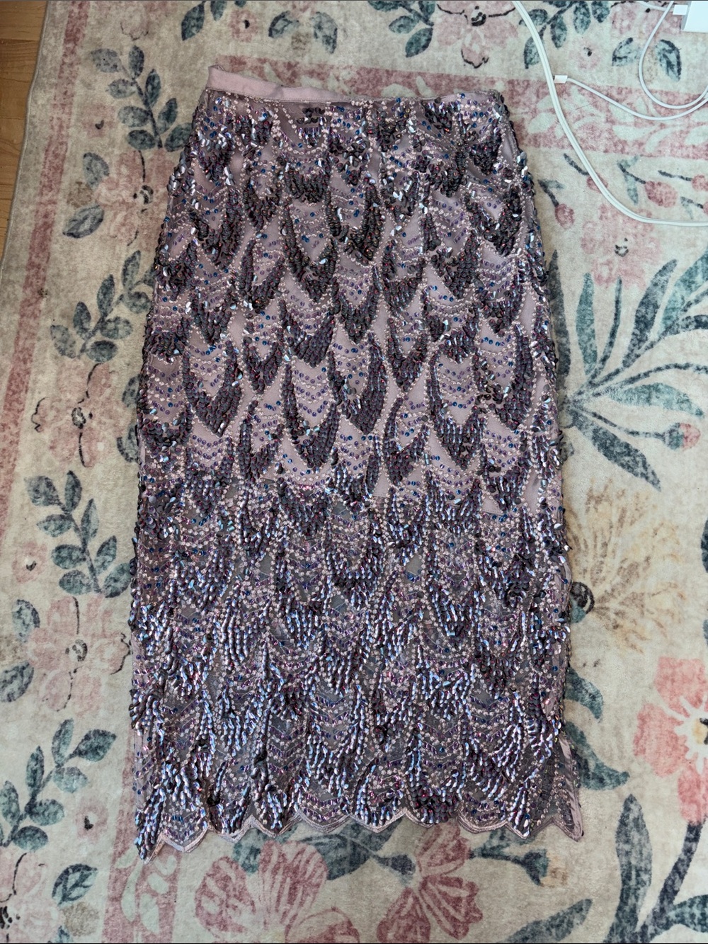 Zara Dusty Pink Sequined Pencil Skirt